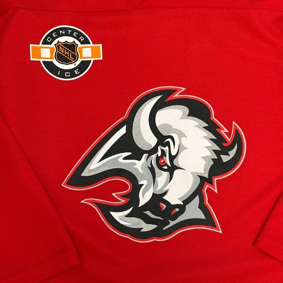 Vintage Pro Player Buffalo Sabres Goat Head NHL Red Practice Hockey Jersey Large - Picture 3 of 7